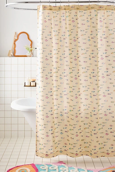 Little Fish Patterned Shower Curtain