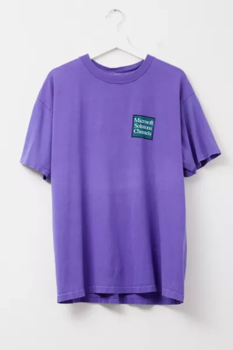 Vintage 1990s Distressed Microsoft Purple Graphic T-Shirt