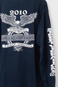 Vintage Y2K Distressed Street Vibrations Black Long Sleeve Graphic T-Shirt