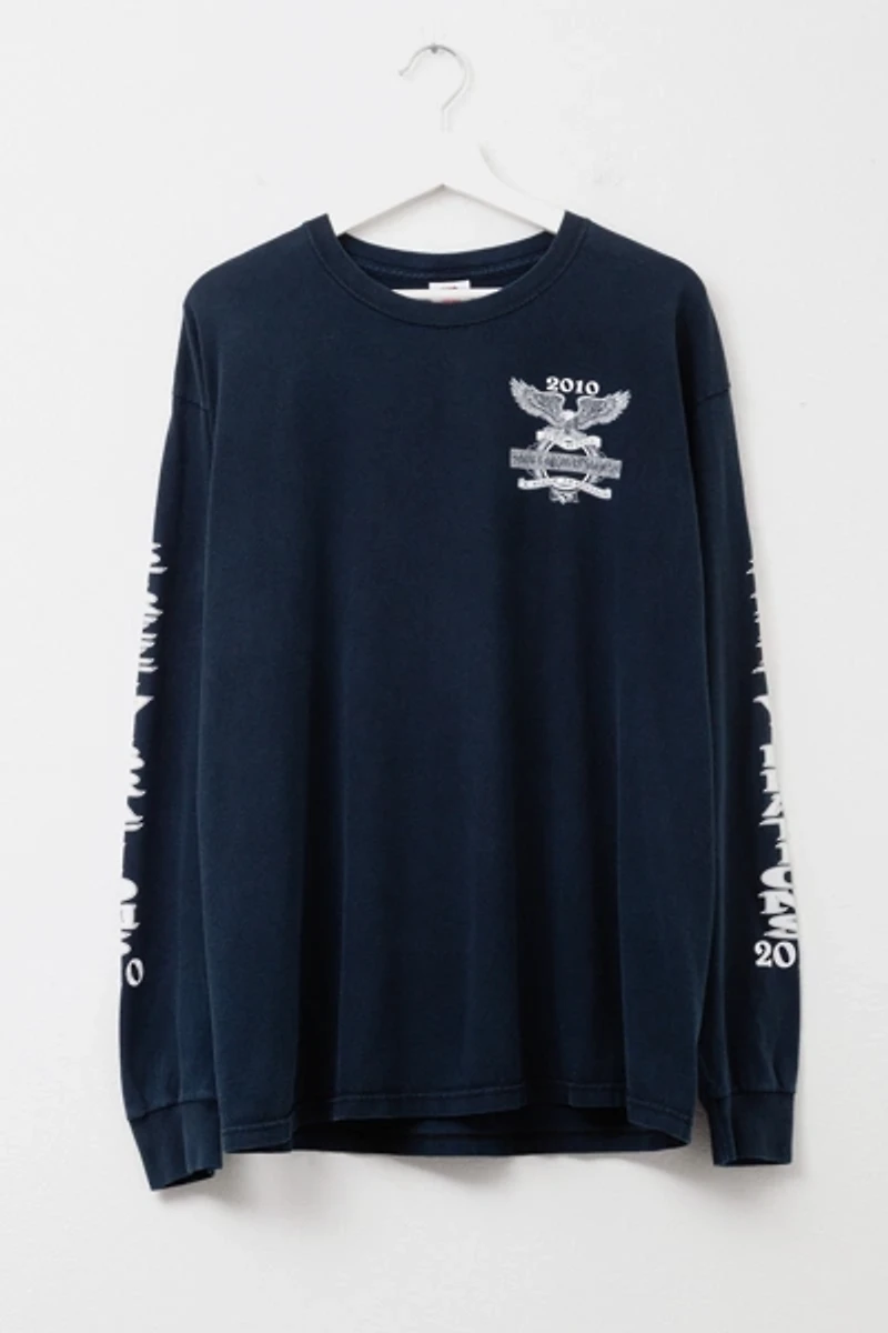 Vintage Y2K Distressed Street Vibrations Black Long Sleeve Graphic T-Shirt