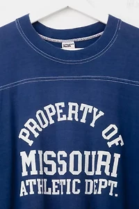 Vintage 1970s Distressed Missouri Athletic Dept. Graphic Jersey Cut T-Shirt