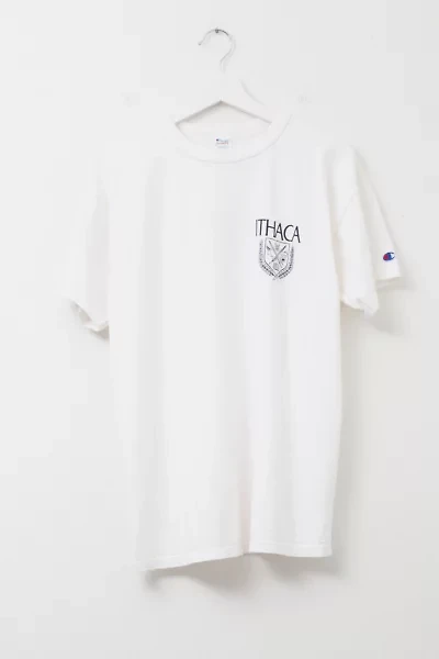Vintage 1980s Champion Ithaca College White Graphic Cotton T-Shirt