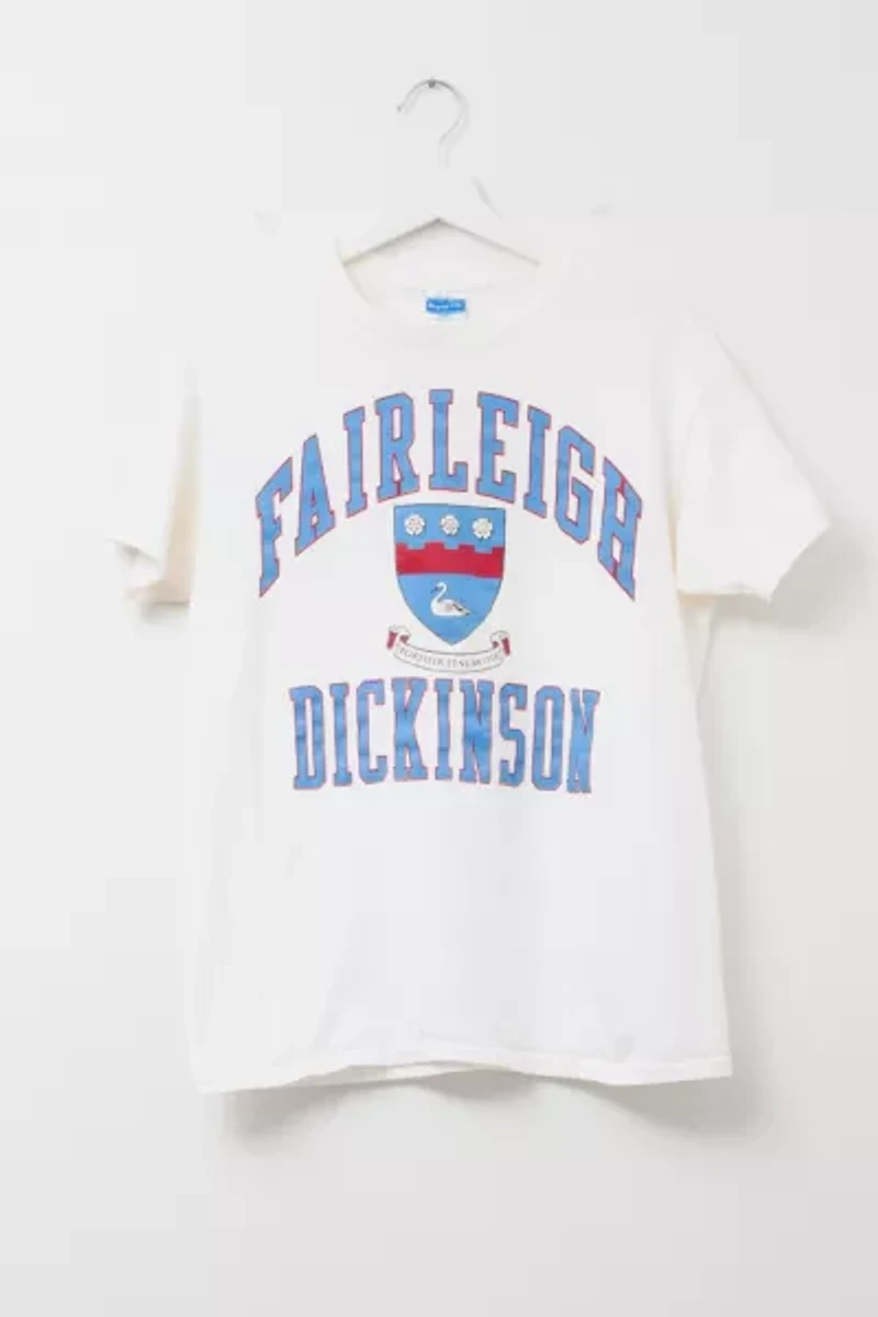 Vintage 1990s Distressed Fairleigh Dickinson University Spell Out Graphic T-Shirt