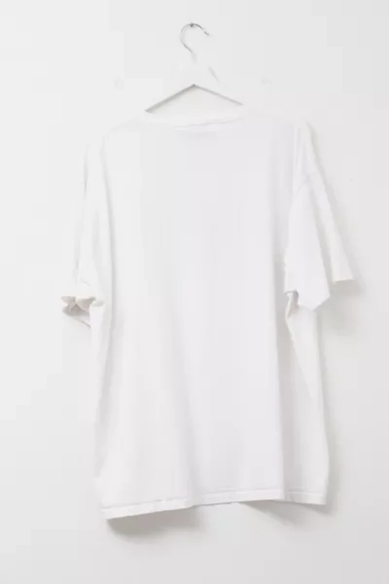 Vintage 1990s Distressed DKNY White Graphic Box Logo T-Shirt Made in USA