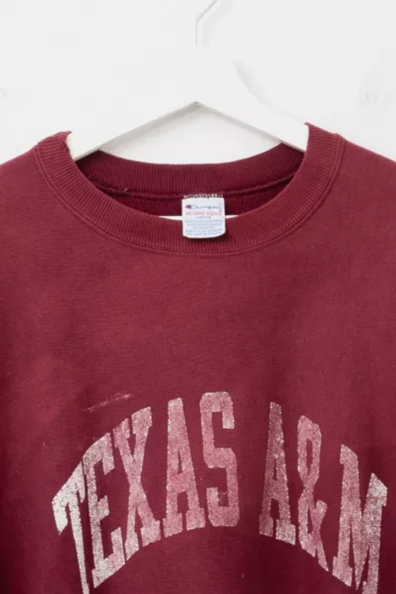 Vintage 1990s Distressed Champion Reverse Weave Texas A&M Spell Out Sweatshirt