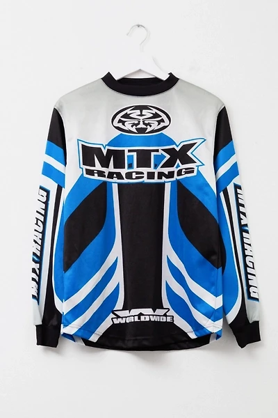 Vintage 1990s MTX Racing All Over Print Blue Silver Motocross Jersey