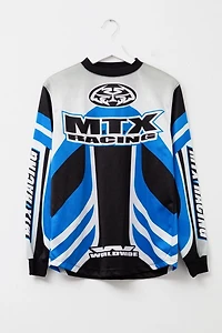 Vintage 1990s MTX Racing All Over Print Blue Silver Motocross Jersey