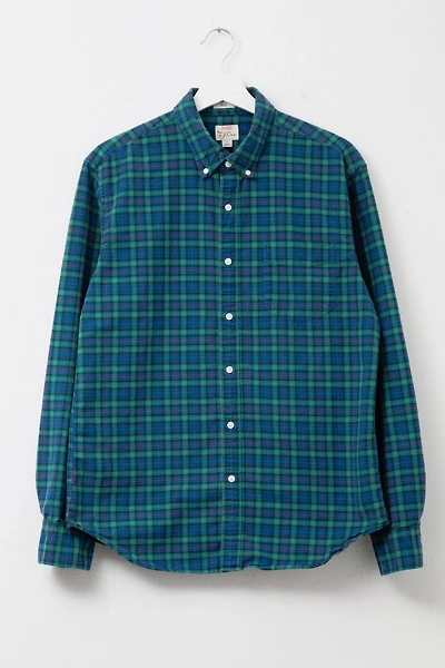 Vintage Y2K Green Plaid Oxford Cotton Button Up Shirt