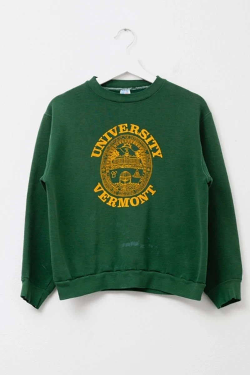 Vintage 1980s Distressed University of Vermont Russell Athletic Crewneck Sweatshirt