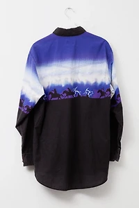 Vintage 1990s Cowboy Lightning Graphic Button Up Shirt