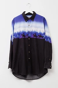 Vintage 1990s Cowboy Lightning Graphic Button Up Shirt
