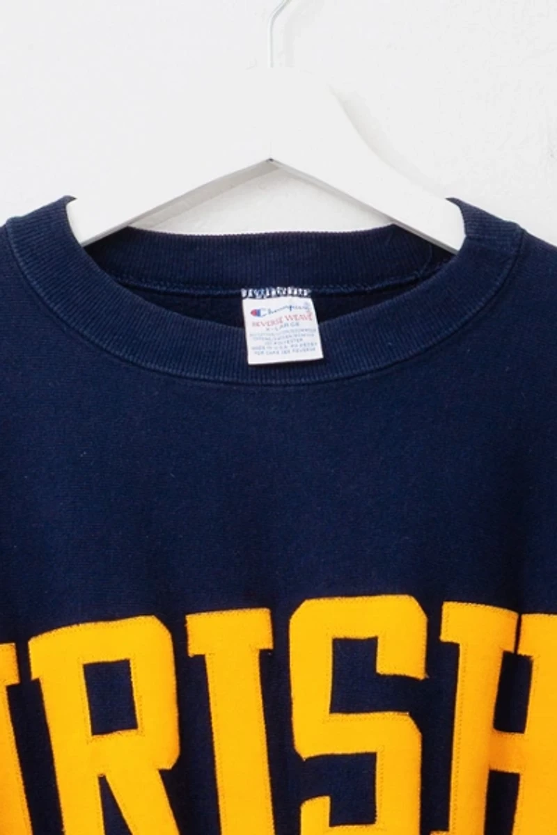 Vintage 1990s Champion Reverse Weave Irish Notre Dame Embroidered Crewneck Sweatshirt