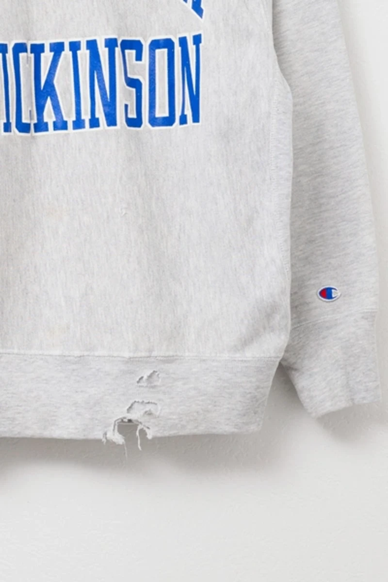 Vintage 1990s Distressed Champion Reverse Weave Fairleigh Dickinson Spell Out Sweatshirt