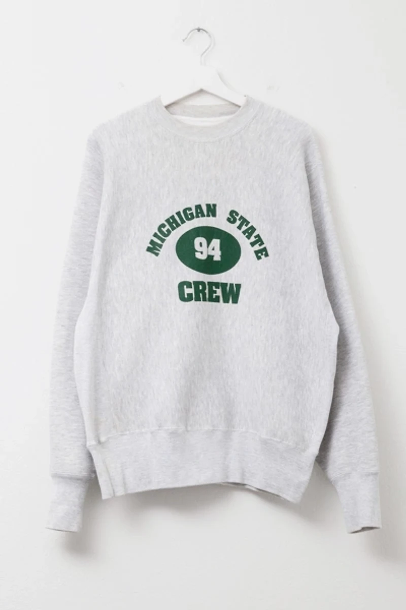 Vintage 1990s Michigan State Crew Spell Out Heavyweight Reverse Weave Sweatshirt