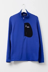 Vintage 1990s Patagonia Blue 1/4 Zip Long Sleeve Thermal Top