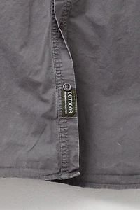 Vintage Y2K Distressed Gray Cotton Technical Zipper Pocket Long Sleeve Shirt