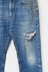 Vintage Y2K Distressed Lee Patched Regular Fit Blue Denim Jeans