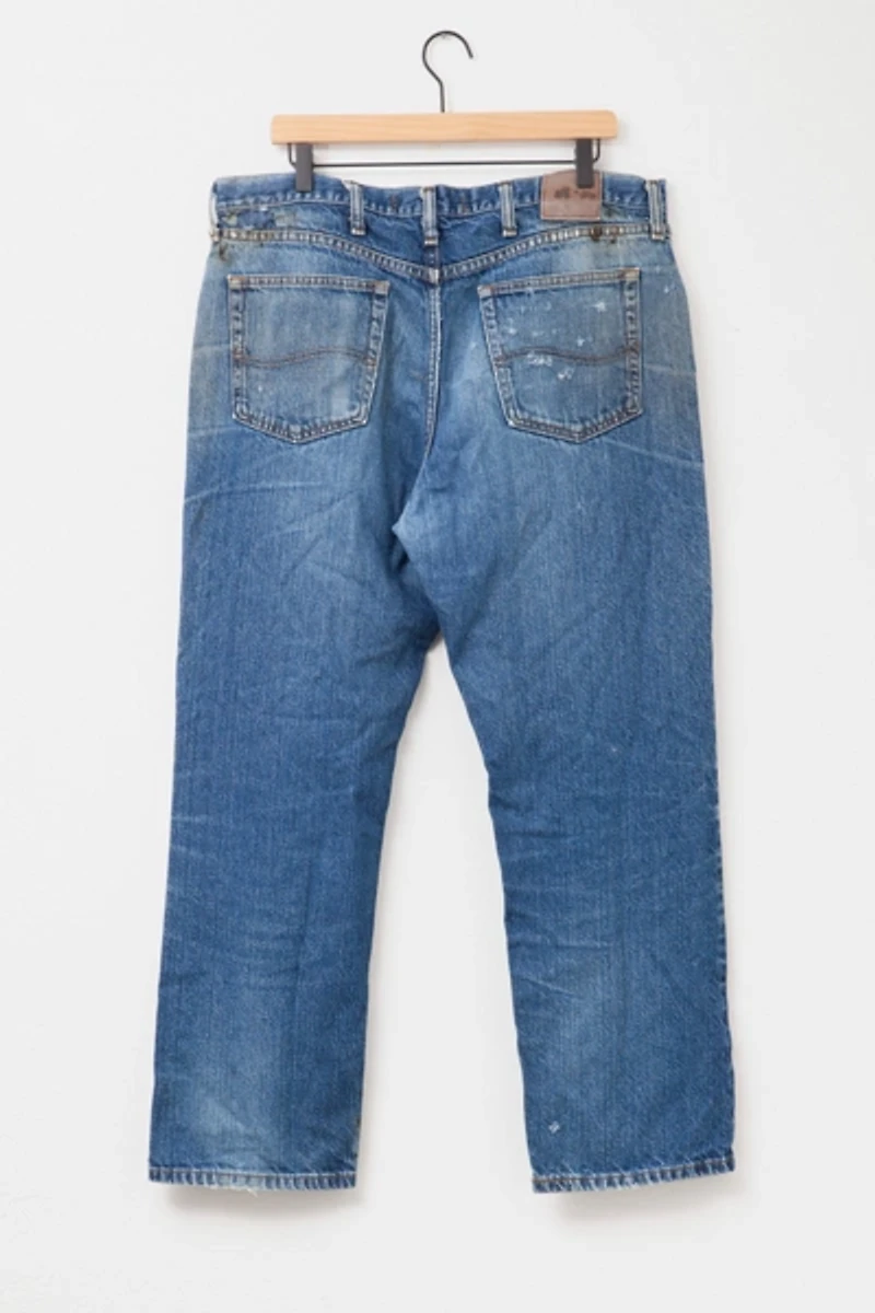 Vintage Y2K Distressed Lee Patched Regular Fit Blue Denim Jeans