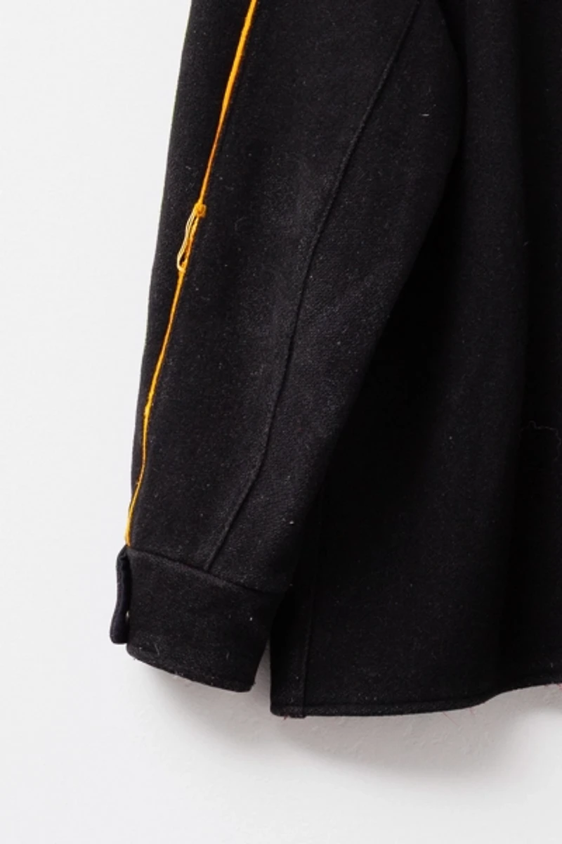 Vintage 1960s Distressed Black Yellow Wool Letterman Jacket