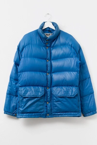 Vintage 1970s Distressed Camp 7 Blue Down Jacket