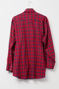 Vintage 1970s Distressed Red Plaid Pearl Button Western Shirt