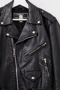 Vintage 1980s Distressed Black Leather Biker Jacket
