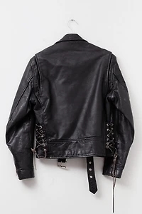 Vintage 1980s Distressed Black Leather Biker Jacket
