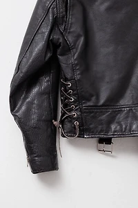 Vintage 1980s Distressed Black Leather Biker Jacket