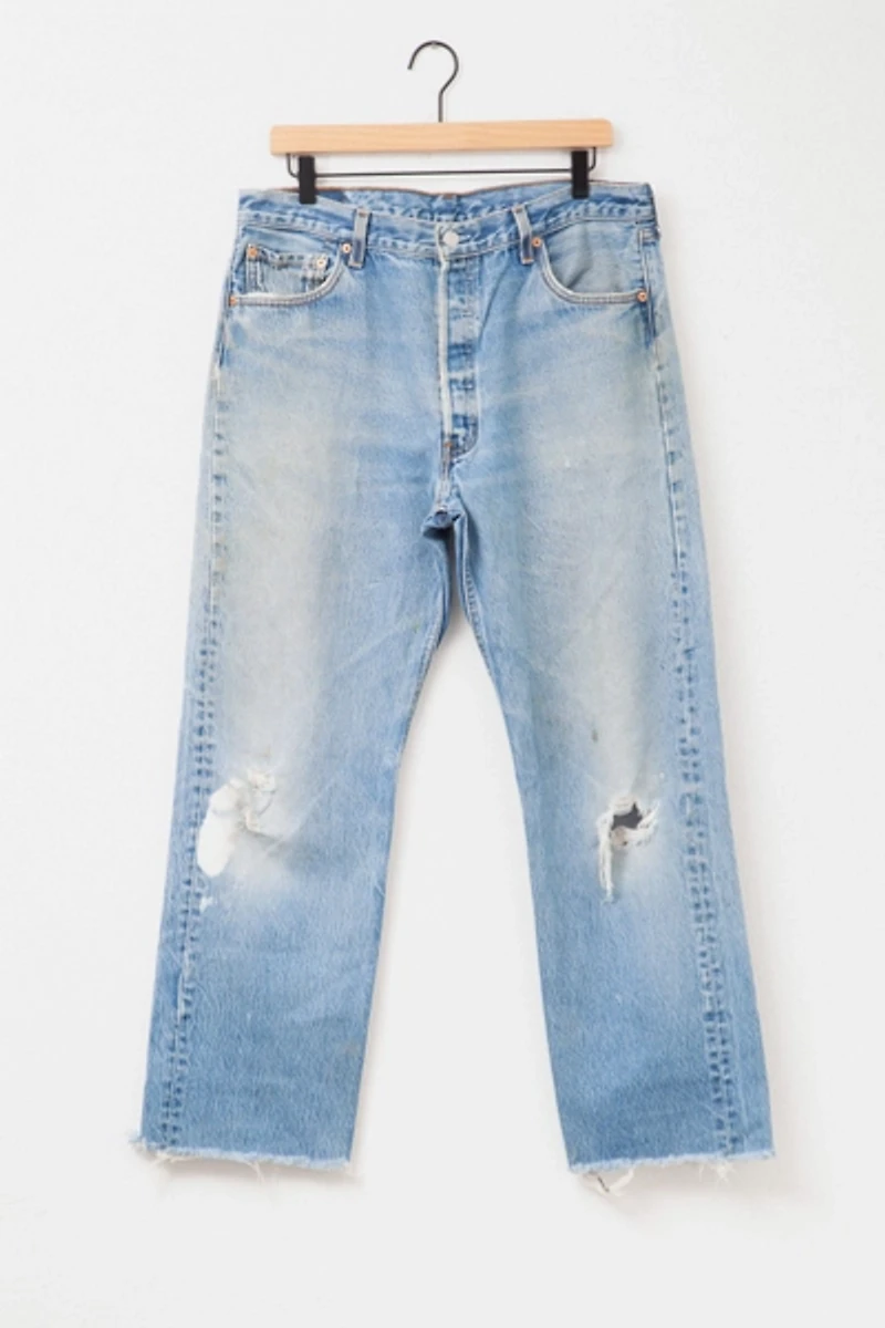 Vintage 1990s Distressed Levi’s® 501 XX Denim Blue Jeans