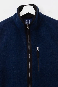 Vintage 1990s GAP Deep Pile Navy Blue Zipper Fleece Vest