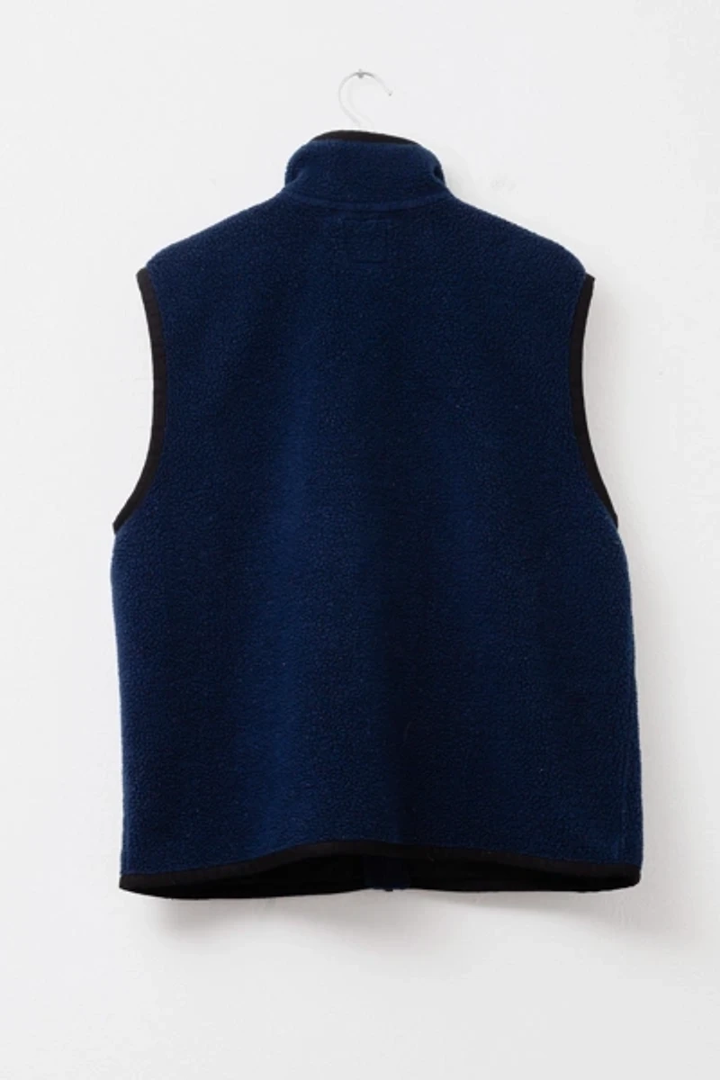 Vintage 1990s GAP Deep Pile Navy Blue Zipper Fleece Vest