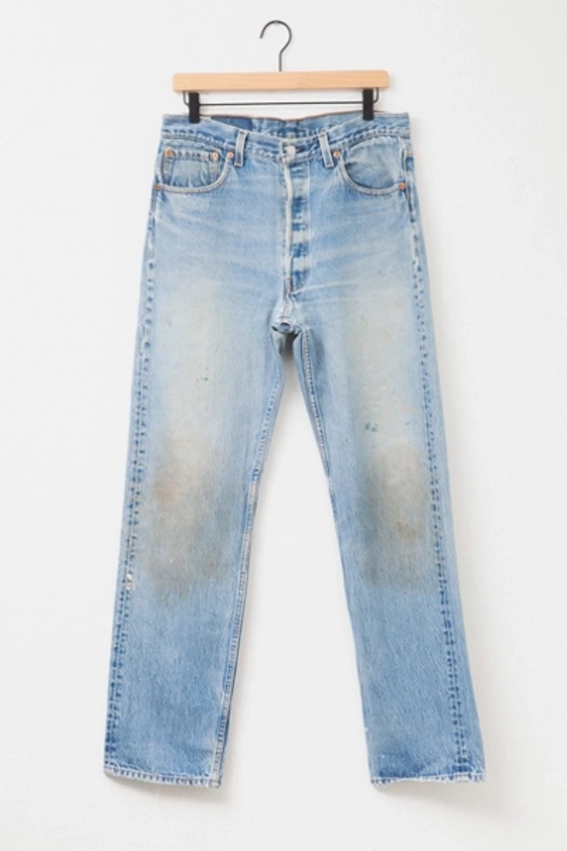 Vintage 1990s Levi’s® 501 XX Button Fly Distressed Faded Blue Denim Jeans