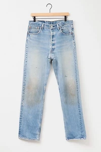 Vintage 1990s Levi’s® 501 XX Button Fly Distressed Faded Blue Denim Jeans