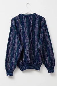Vintage 1990s Purple Green Pattern Pullover Sweater