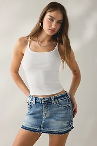 True Religion Sadie Super T Flap Denim Mini Skirt