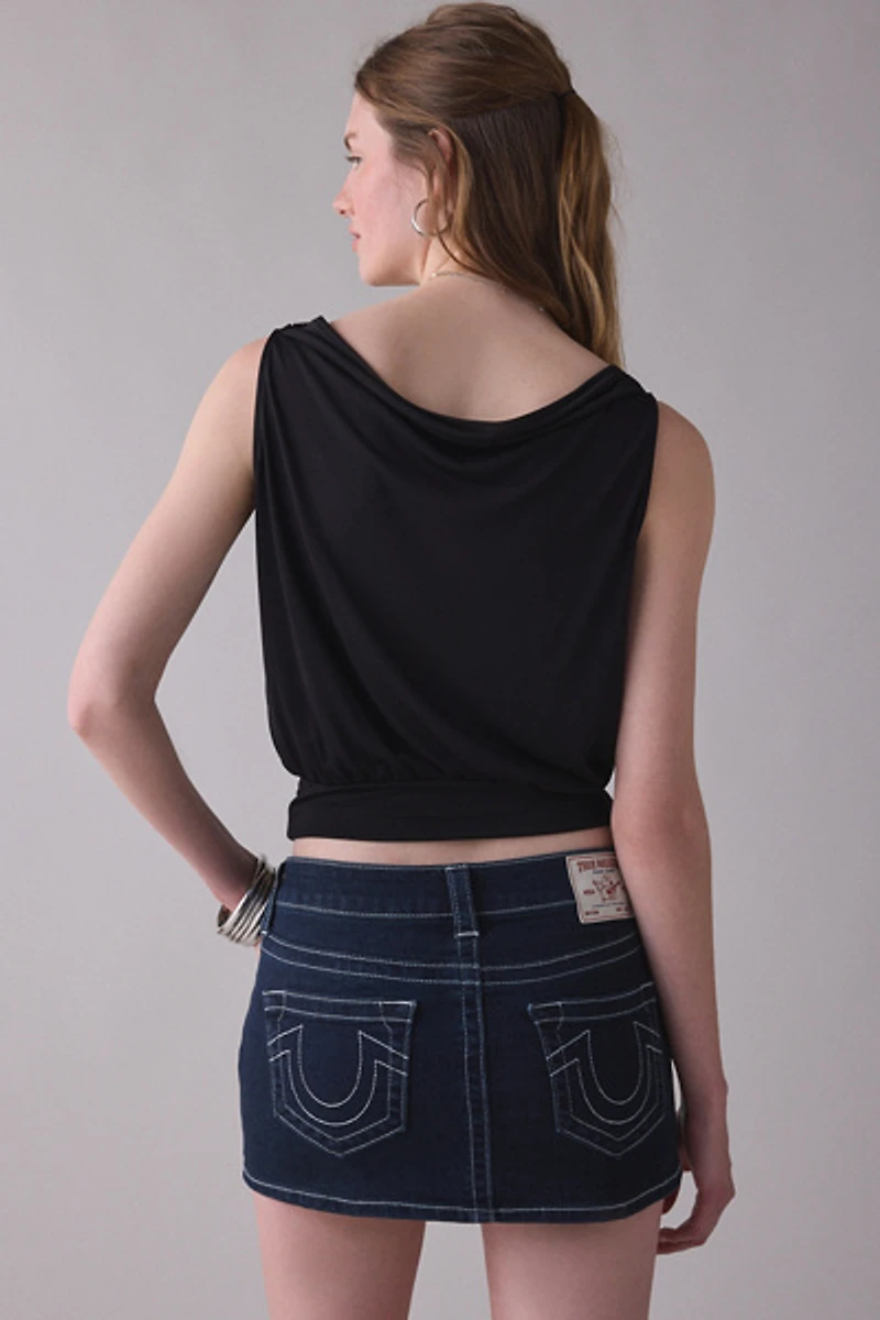 True Religion Low-Rise Denim Mini Skort