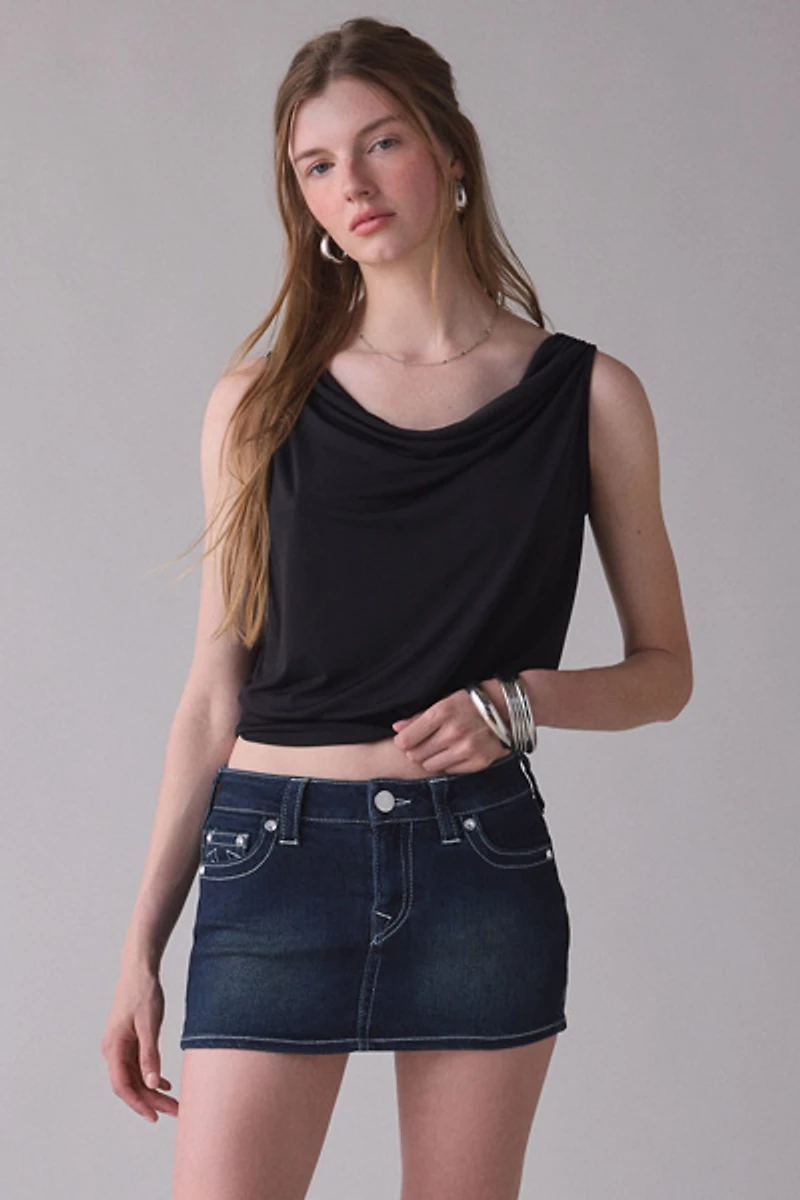 True Religion Low-Rise Denim Mini Skort