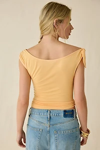 UO Kiss Me Later Graphic Asymmetric Off-The-Shoulder Top