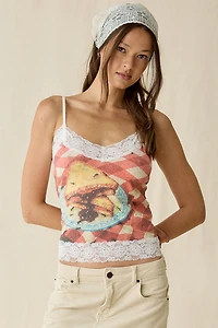 Kimchi Blue Picnic Graphic Lace Trim Cami