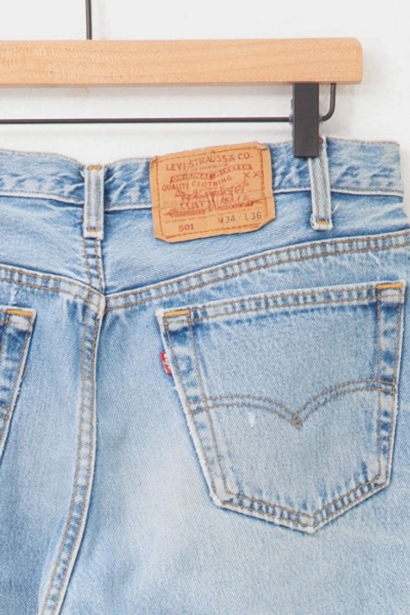 Vintage 1990s Distressed Levi’s® 501 Blue Denim Jeans