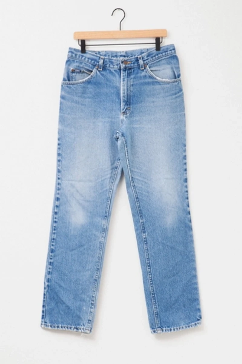 Vintage 1990s Distressed Lee Light Wash Denim Blue Jeans
