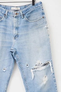 Vintage 1990s Heavily Distressed Lee Relaxed Fit Light Blue Denim Jeans