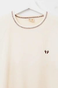 Vintage 1980s Distressed Hands Off Embroidered Brown T-Shirt