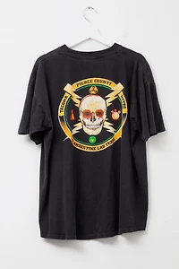 Vintage 1990s Distressed Black Skull Bolts Graphic Single Stitch T-Shirt