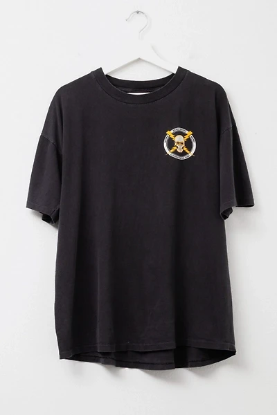 Vintage 1990s Distressed Black Skull Bolts Graphic Single Stitch T-Shirt
