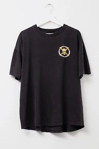Vintage 1990s Distressed Black Skull Bolts Graphic Single Stitch T-Shirt
