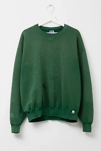 Vintage 1990s Distressed Russell Athletic V-Stitch Hunter Green Painters Sweatshirt