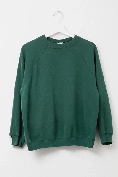 Vintage 1990s Distressed Green Raglan Crewneck Sweatshirt