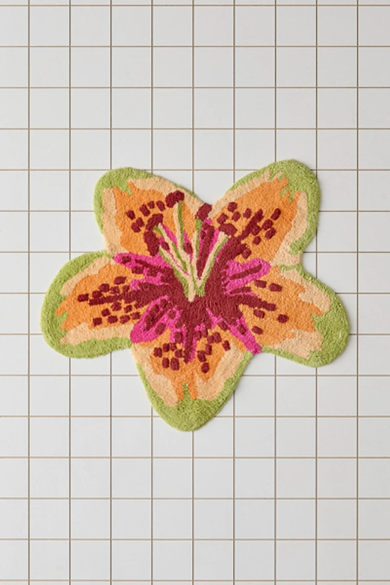 Tropical Flower Shaped Tufted Bath Mat