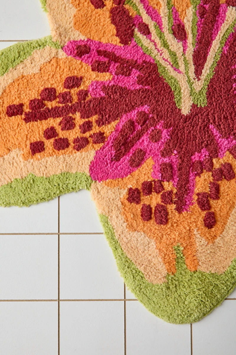Tropical Flower Shaped Tufted Bath Mat